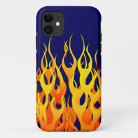 Klassische Flammenfeuer auf blauem Navy