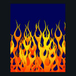 Klassische Flammenfeuer auf blauem Navy Poster<br><div class="desc">Ein frisierte Auto-rasanter Automobil-coole Button Streifen Flammen grafische Design-Dekoration, die immer für ein großartiges Geschenk für sich selbst oder für jemand Besonderes auf Ihrer Liste, diese sind sicher, einen Eindruck bei jedem festlichen Anlässe. E-Mail mit dem unten stehenden E-Mail-Link "Diesen Designer Gefragt" für spezielle Designanfragen oder für Hilfe bei Ihrem...</div>