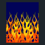 Klassische Flammenfeuer auf blauem Navy Poster<br><div class="desc">Ein frisierte Auto-rasanter Automobil-coole Button Streifen Flammen grafische Design-Dekoration, die immer für ein großartiges Geschenk für sich selbst oder für jemand Besonderes auf Ihrer Liste, diese sind sicher, einen Eindruck bei jedem festlichen Anlässe. E-Mail mit dem unten stehenden E-Mail-Link "Diesen Designer Gefragt" für spezielle Designanfragen oder für Hilfe bei Ihrem...</div>