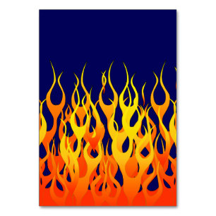 Klassische Flammenfeuer auf blauem Navy Tischnummer