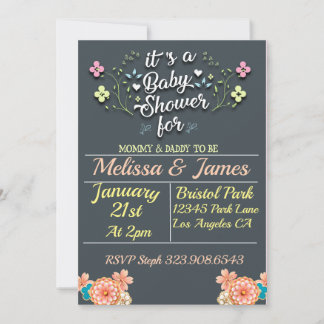 Klassische Floral Baby Dusche einladen Einladung