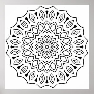 Klassische Florale Mandala-Malvorlage Intricate Ku Poster