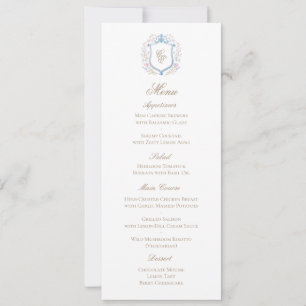 Klassische Florale Monogramm-Wappen-Hochzeits-Menü Save The Date