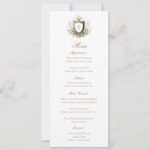 Klassische Florale Monogramm-Wappen-Hochzeitsmenük Save The Date