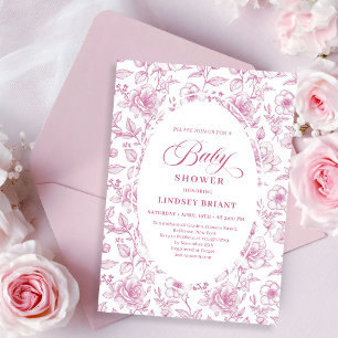 Klassische florale Toile-Rosen-Baby-Shower-Einladu Einladung