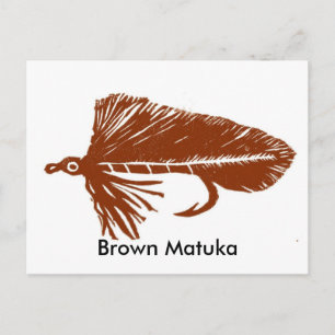 Klassische Forellenfliege Postcard Brown Matuka Postkarte