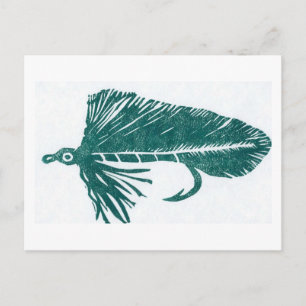 Klassische Forellenfliege Postkarte "Green Matuka"