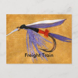 Klassische Forellenfliege Postkarte "Güterzug"