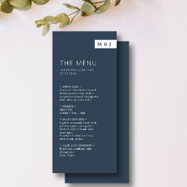 Klassische formale Hochzeit von blauem und weißem  Menükarte