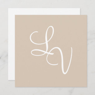 Klassische formale Mongram Sand Beige Hochzeit Save The Date