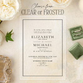 Klassische formale Schwarz-Weiß-Einfache Hochzeit Acryleinladungen