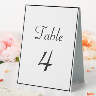 Klassische formale Schwarz-Weiß-Hochzeit-Tischnumm Tischaufsteller