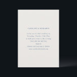 Klassische formelle blaue und weiße minimalistisch einladung<br><div class="desc">Diese Hochzeitseinladung verfügt über eine verfeinerte Serif-Typografie und ein ruhiges, ausgewogenes Layout, das zeitlos und absichtsvoll wirkt. Sanfte Abstände und ein redaktioneller Ton schaffen einen eleganten ersten Eindruck, der für formelle Feiern und bedeutungsvolle Zusammenkünfte geeignet ist. Ideal für historische Veranstaltungsorte, Stadt-Hochzeiten und klassische Zeremonien, koordiniert sich dieses Design nahtlos über...</div>