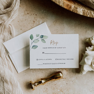 Klassische formelle grüne Blätter Hochzeit RSVP Ka Karte