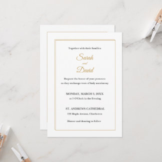 Klassische formelle Hochzeitseinladung. Goldene Ka Einladung