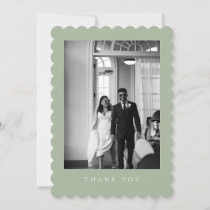Klassische formelle Salbeigrüne Hochzeitsfoto-Hoch Dankeskarte