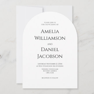 Klassische formelle Schwarz-Weiß-Hochzeit mit Arch Einladung