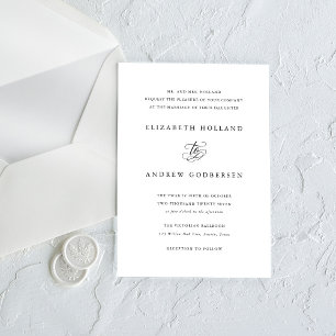 Klassische formelle schwarze und weiße Hochzeitsei Einladung