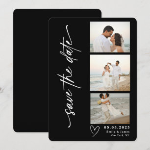 Klassische Foto-Strip-Hochzeit Save The Date
