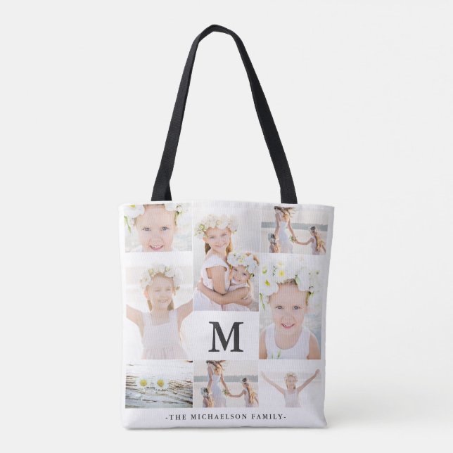 Klassische FotoCollage mit Monogramm und Name Tasche (Rückseite)