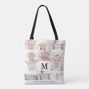 Klassische Fotocollage mit Monogramm und Namen Tasche