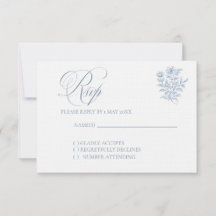 Klassische französisch blaue Hochzeits-RSVP-Karte