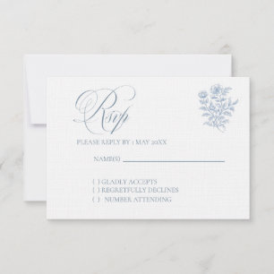 Klassische französisch blaue Hochzeits-RSVP-Karte RSVP Karte
