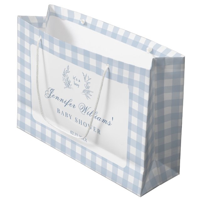 Klassische französische Baby Blue Boy Duschgeschen Große Geschenktüte (Vorderseite Schrägansicht)