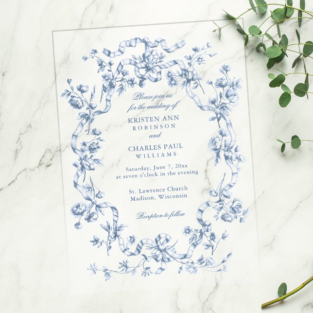 Klassische französische blaue Blumen- und Bänder-H (Von Creator hochgeladen)