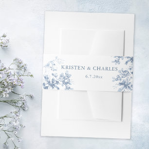 Klassische französische blaue Blumen- und Bänder-H Einladungsbanderole