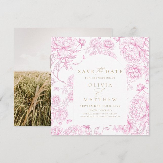 Klassische französische Blumen  Save The Date (Vorne/Hinten)