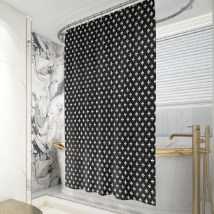 Klassische französische Lilie Muster Schwarz-weiß Duschvorhang