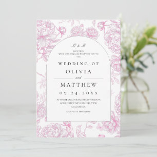 Klassische französische rosa Blumenhochzeit Einladung