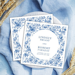 Klassische französische Toile Navy Rosen benutzerd Serviette