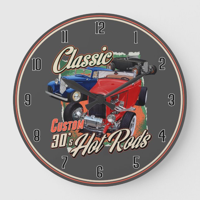 Klassische Frisierte Auto Großuhr Große Wanduhr (Vorderseite)