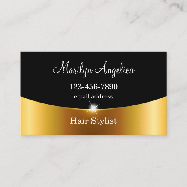 Klassische Frisur Stylist Einfache Glitzy Business Visitenkarte (Vorderseite)