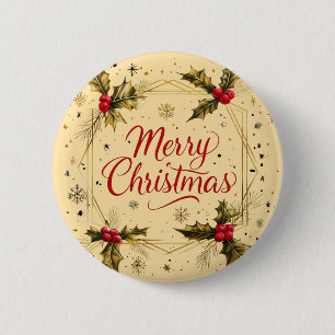 Klassische frohe Weihnachtskarte mit Stechpalmen-D Button