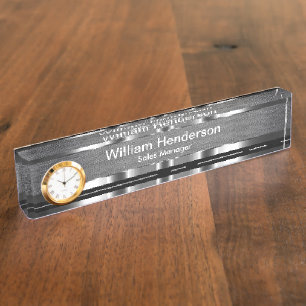 Klassische Führungskraft Geschenk Silber Tone Schr Namensplakette