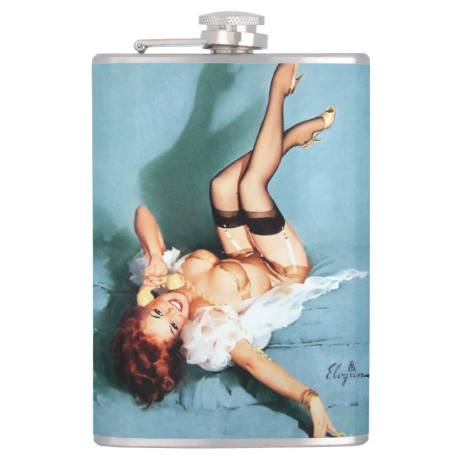 Klassische Fünfzigerjahre Vintages Button oben Flachmann (Vorderseite)