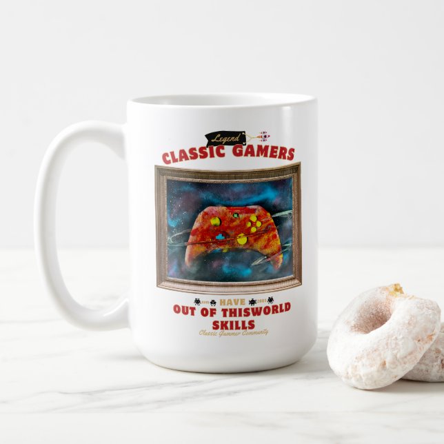 Klassische Gamer-Wicked-Space Kaffeetasse (Mit Donut)