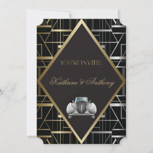 Klassische Gatsby Deco Hochzeitseinladung Einladung