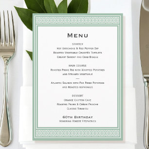 Klassische Geburtstagsparty Green Dinner Flat Menu Menükarte
