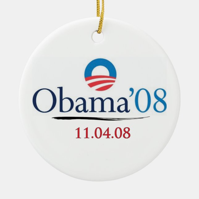 Klassische Gedenkverzierung Obama '08 Keramikornament (Vorne)