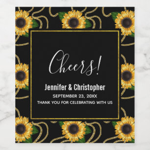 Klassische gelbe Sonnenblumen Stilvolle Pattern Ho Weinetikett