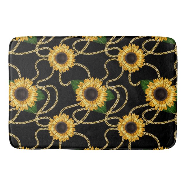 Klassische Gelbe Sonnenblumen Stilvolles Muster au Badematte (Vorderseite)