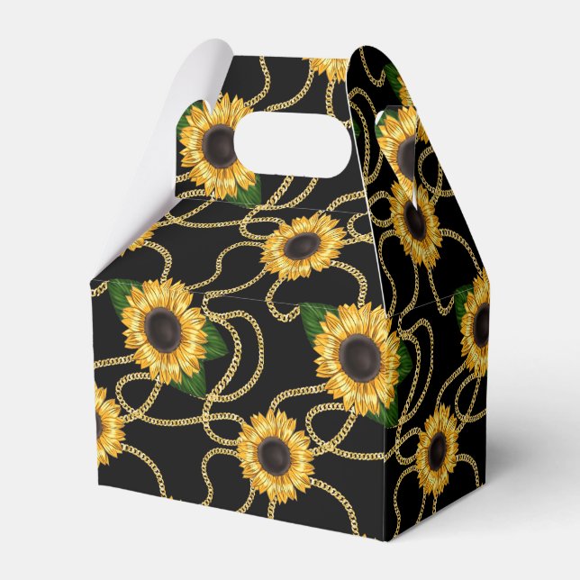 Klassische Gelbe Sonnenblumen Stilvolles Muster au Geschenkschachtel (Rückseite)
