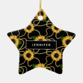 Klassische Gelbe Sonnenblumen Stilvolles Muster au Keramik Ornament