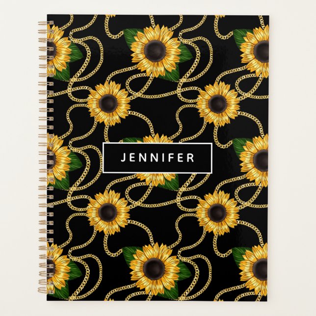 Klassische Gelbe Sonnenblumen Stilvolles Muster au Planer (Vorderseite)
