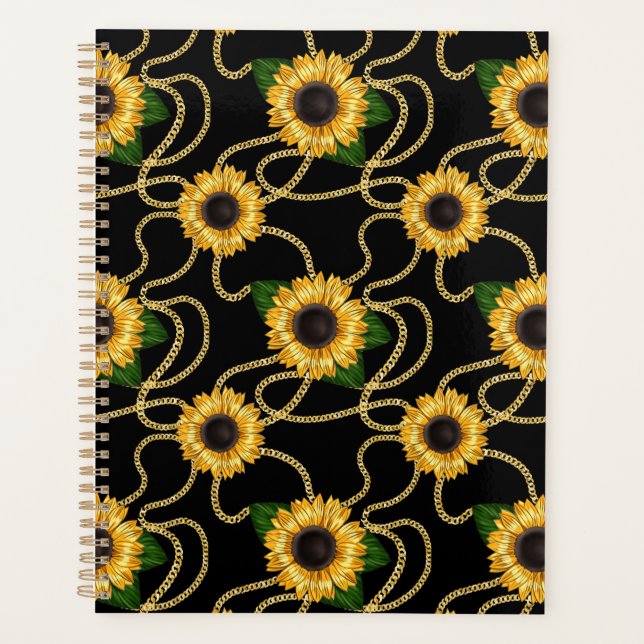 Klassische Gelbe Sonnenblumen Stilvolles Muster au Planer (Vorderseite)