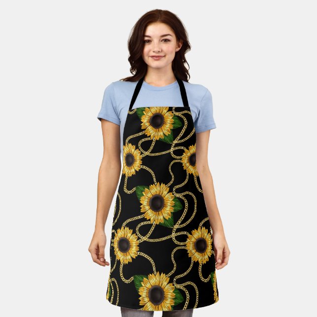 Klassische Gelbe Sonnenblumen Stilvolles Muster au Schürze (Getragen)